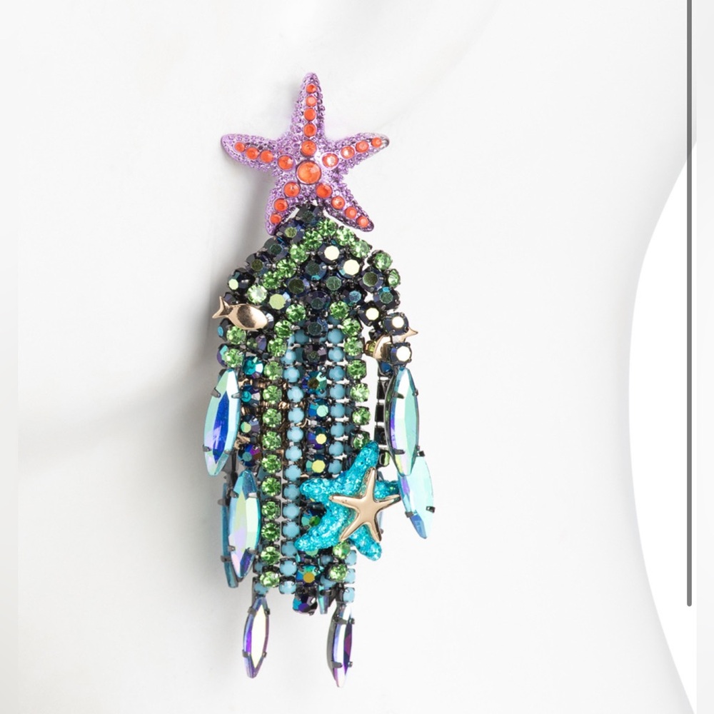 BETSEY JOHNSON MERMAID JEWELS SEALIFE STATEMENT EARRINGS - NWT